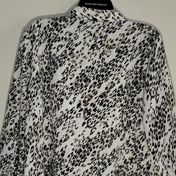 Investments Womens Size L Button Down Animal Print Top 3/4 Long Sleeve - Picture 9 of 14